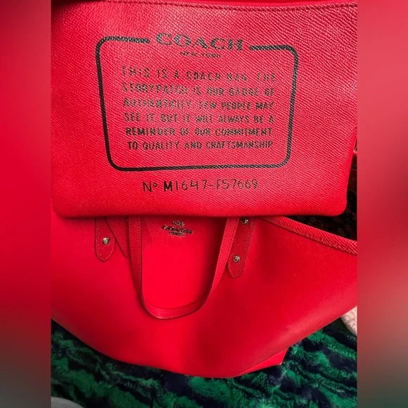 Coach Reversible Red and Pink Floral Tote Bag with wristlet. - Picture 16 of 16